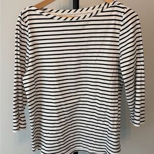 Croft & Barrow Black White Stripe Boatneck Top Large